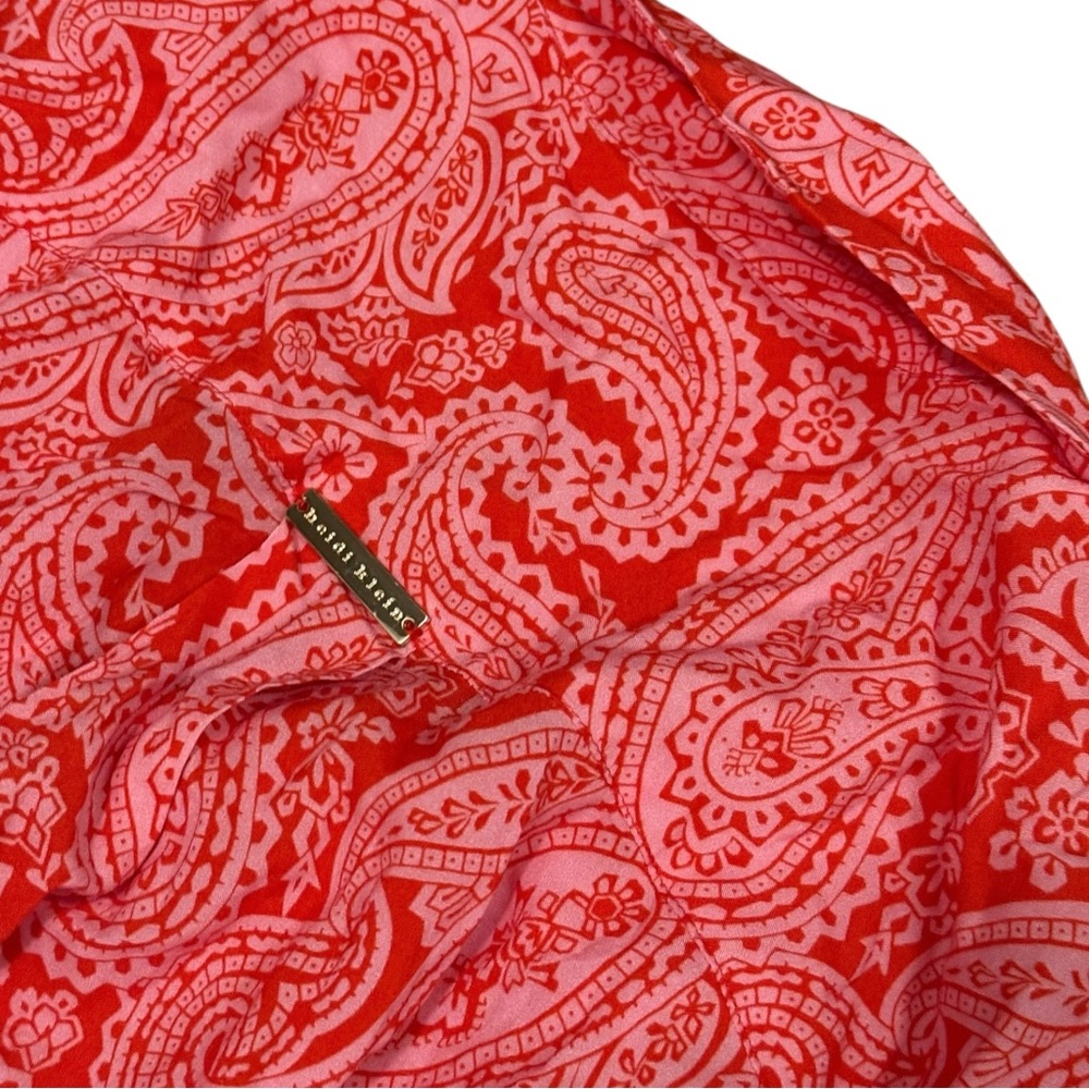 Heidi Klein Tangier Paisley-Print Mini Shirt Dress In Red And Pink Size L Mini - Picture 7 of 10
